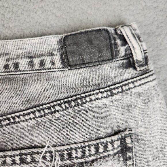 American Eagle Jeans Womens 14 Distressed Mom Gray Acid Wash Stretch Denim Pants - Picture 11 of 11